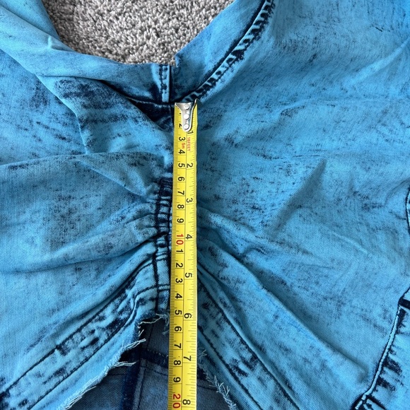 BDG Urban Outfitters Ruched Dipped V Flare Low Jeans Side Zip Women’s Size 26 - Picture 10 of 13